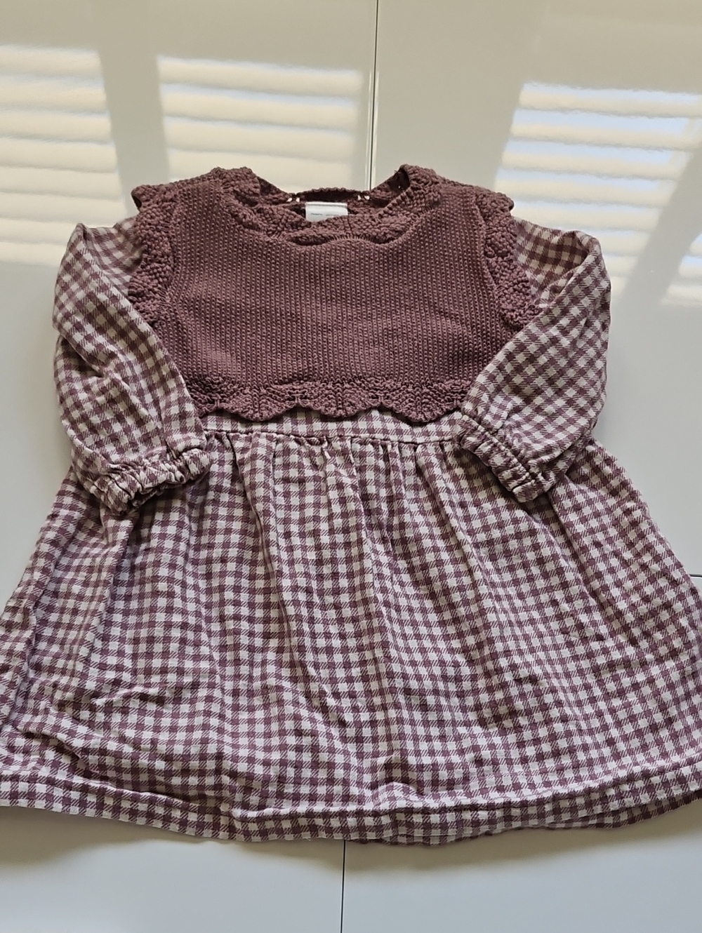 Carter's Mauve Purple Gingham Dress Set Baby Girl 3m